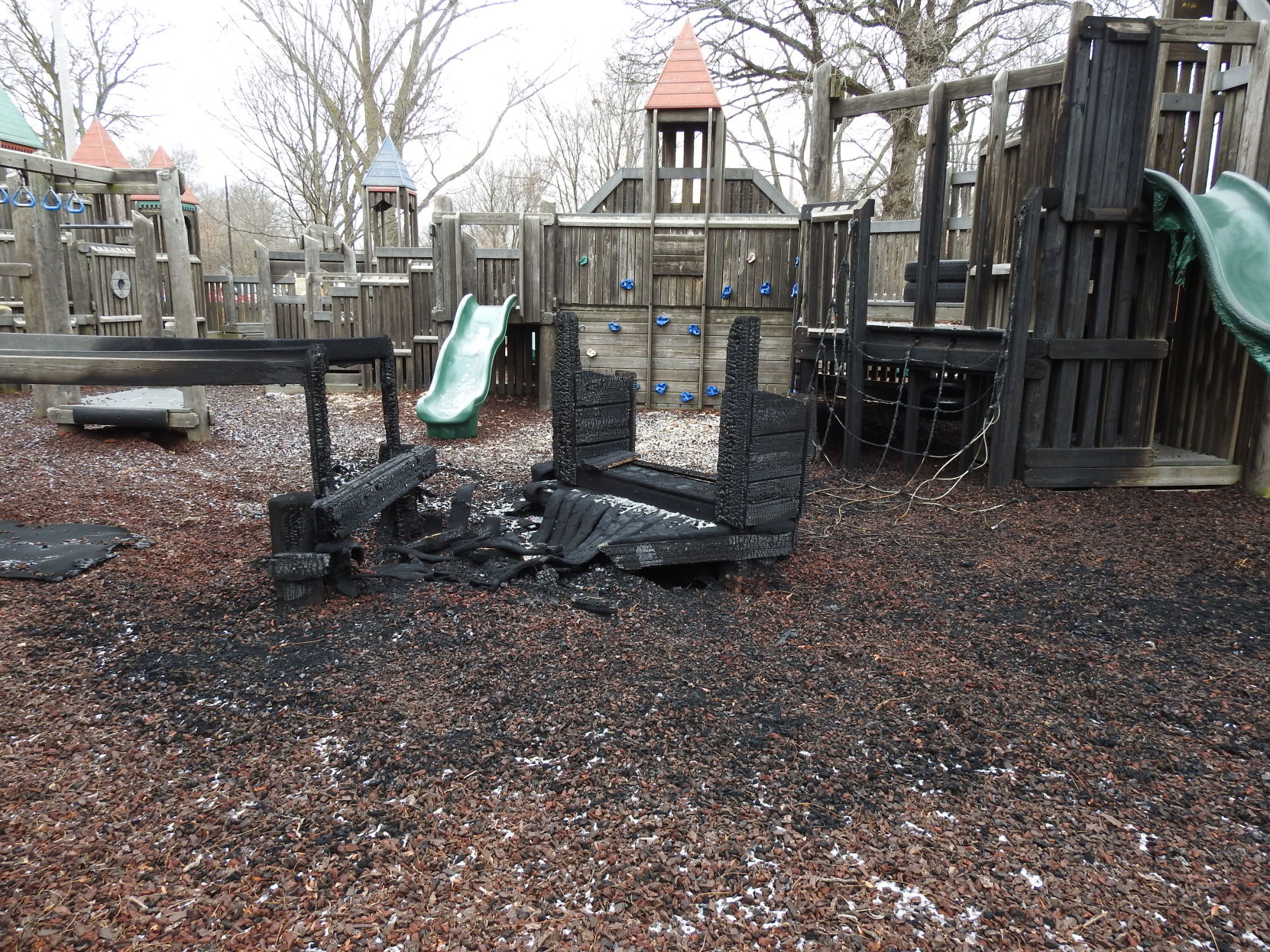 Fire damages park playground